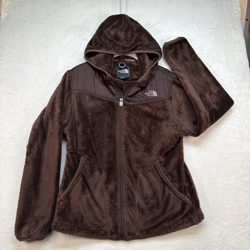 The North Face Fleece Hoodie Womens Medium Brown Full Zip‎ Plush Jacket Cozy